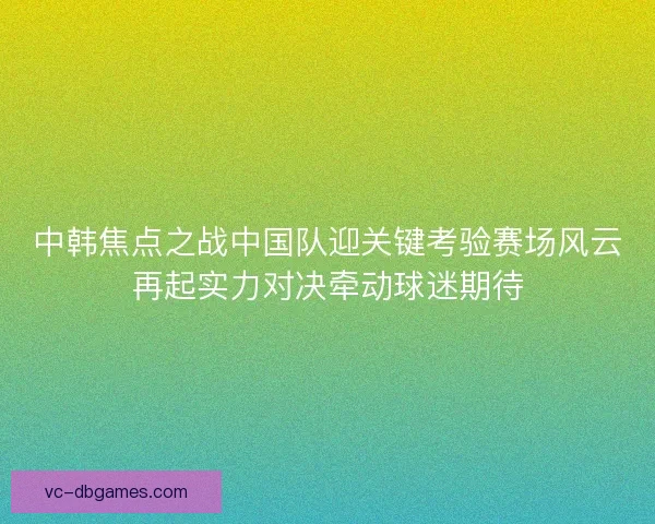 中韩焦点之战中国队迎关键考验赛场风云再起实力对决牵动球迷期待 中韩焦点之战中国队迎关键考验赛场风云再起实力对决牵动球迷期待