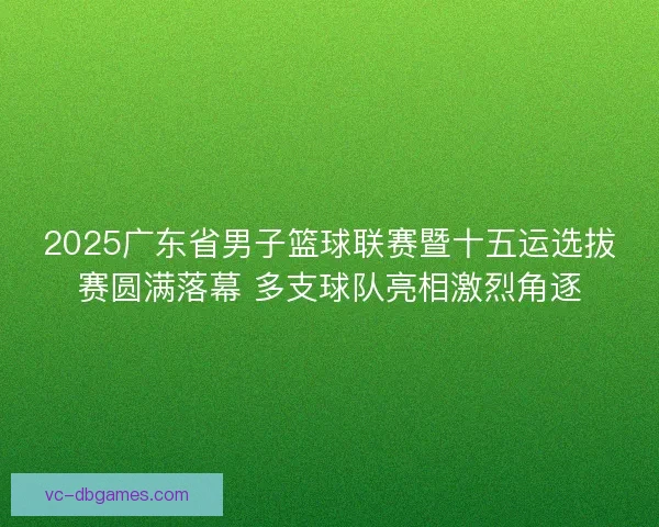 2025广东省男子篮球联赛暨十五运选拔赛圆满落幕 多支球队亮相激烈角逐